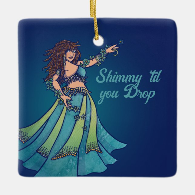 Belly Dancer Ruby Teal Art Julgransprydnad Keramik (Framsida)