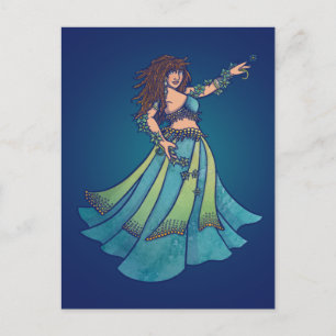 Belly Dancer Ruby Teal Art Vykort