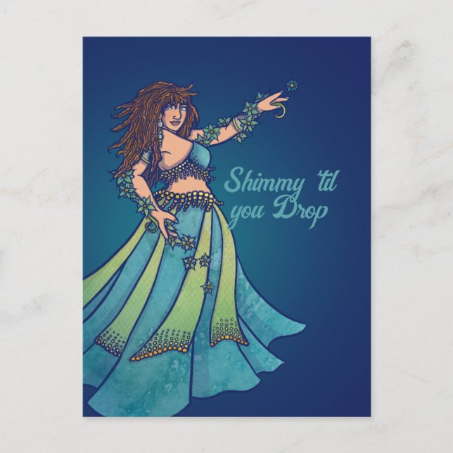 Belly Dancer Ruby Teal Art  Vykort (Framsida)