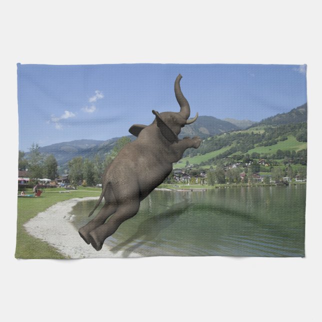 Belly Flop Elephant Kökshandduk (Horisontell)