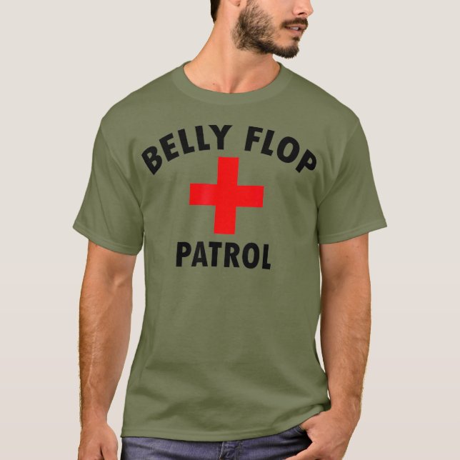 Belly Flop Shirt Funny Swimming Bassäng Life Guard T Shirt (Framsida)