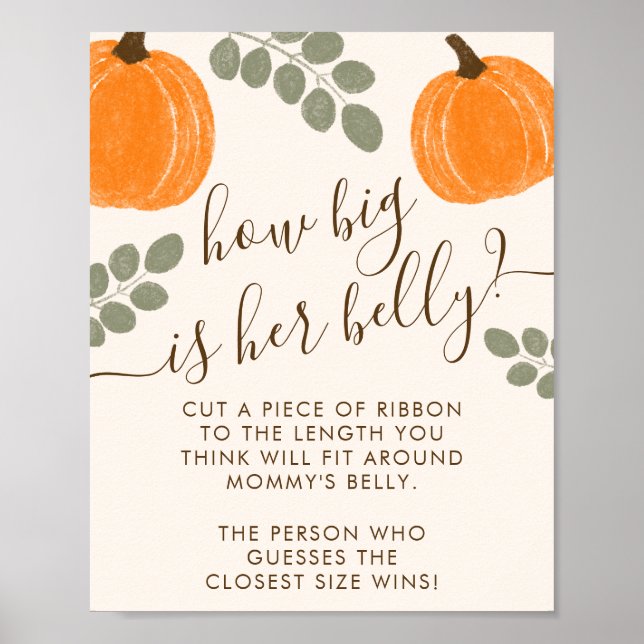 Belly Game i Cute Pumpkin Eucalyptus Baby Shower Poster (Framsidan)
