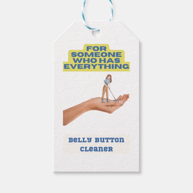 Belly knapprengörare, skämt, gåva till honom. presentetikett (Framsidan)