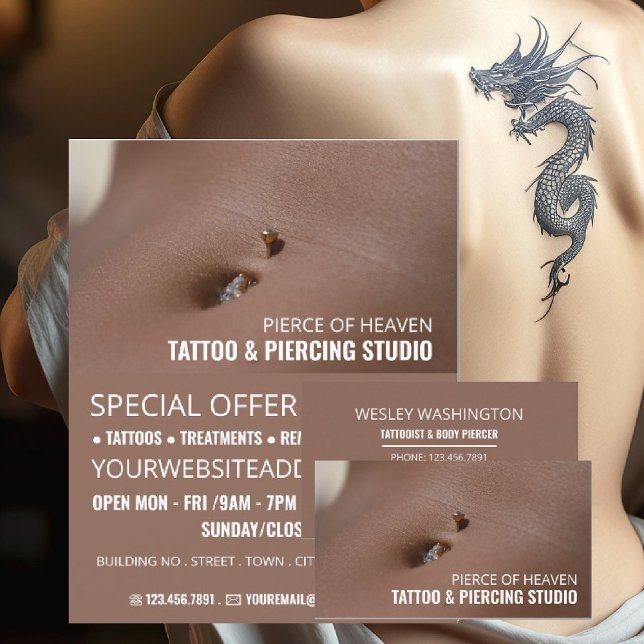Belly Piercing, Tattoo & Body Piercing Studio Flygblad (Skapare uppladdad)