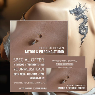 Belly Piercing, tattooist och Body Piercer Visitkort