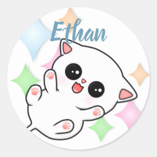 Belly Rub Time Kitten Runt Klistermärke