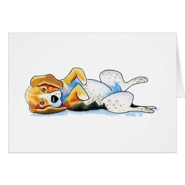 Belly Up Beagle Hälsningskort (Framsidan Horizontal)