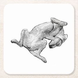 Belly-Up Bliss – Artistic Dog Coaster Underlägg Papper Kvadrat