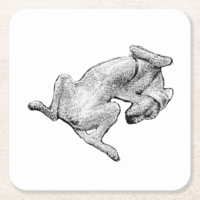 Belly-Up Bliss – Artistic Dog Coaster Underlägg Papper Kvadrat (Framsidan)