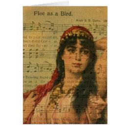 Bellydancer Collage Flee som Bird Music Hälsningskort