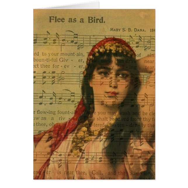 Bellydancer Collage Flee som Bird Music Hälsningskort (Framsidan)