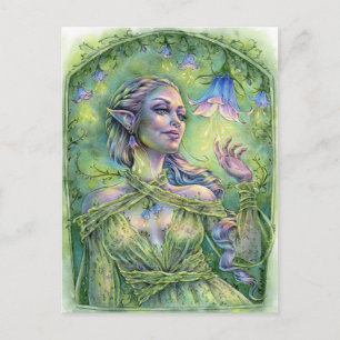 Bellz vykort Fae Älva Grön Skog Blomma Fantasy