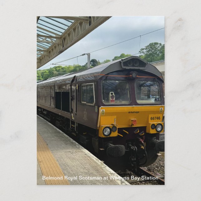 Belmond Royal Scotsman vid Wemyss Bay Station på a Helg Vykort (Framsida)