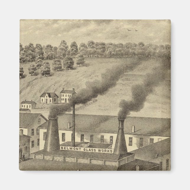 Belmont Glass Works, Bellaire, Ohio Magnet (Framsidan)