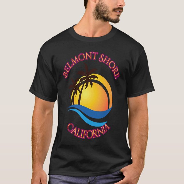 Belmont Shore Beach Surf  California T Shirt (Framsida)