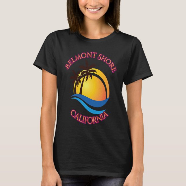 Belmont Shore Beach Surf  California T Shirt (Framsida)