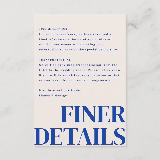 Belmont Vertikal Bröllop Tilläggskort (Framsida)