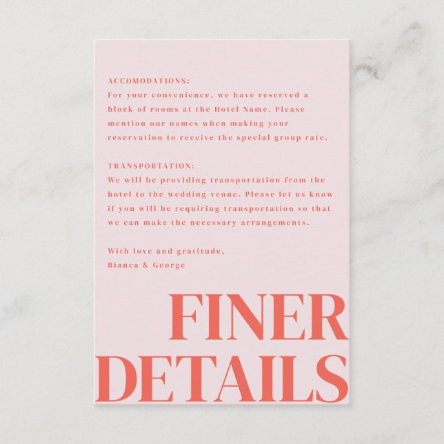 Belmont Vertikal Bröllop Tilläggskort (Framsida)