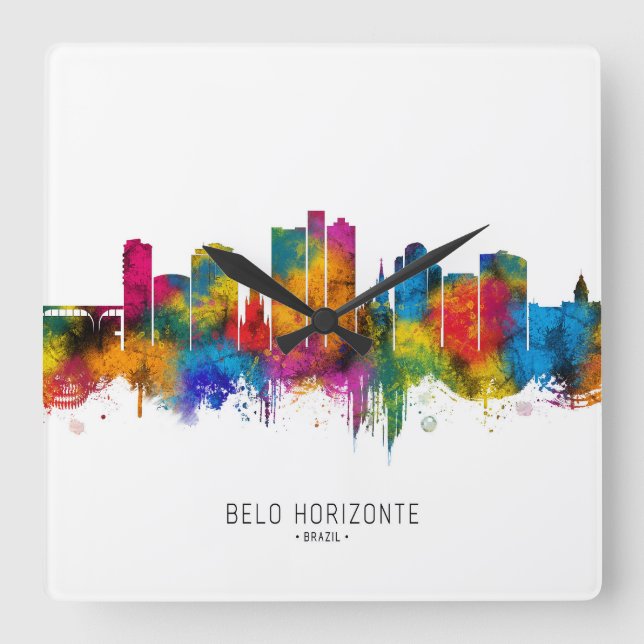 Belo Horizonte Brasil Siluett Fyrkantig Klocka (Framsida)