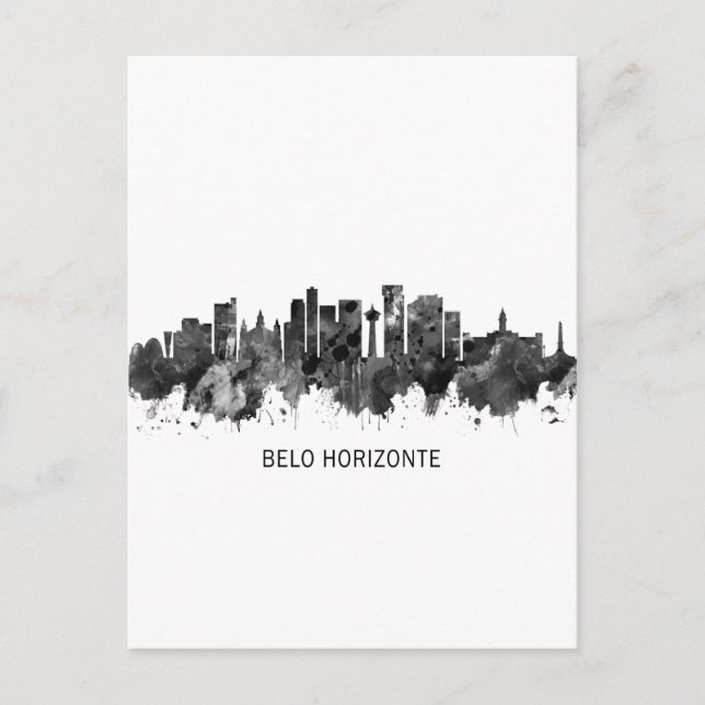 Belo Horizonte Brasilien Skyline BW Inbjudan Vykort (Framsida)