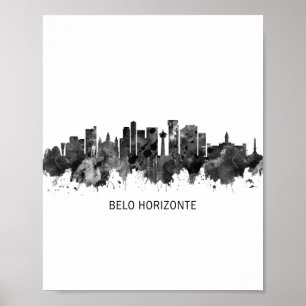 Belo Horizonte Brasilien Skyline BW Poster