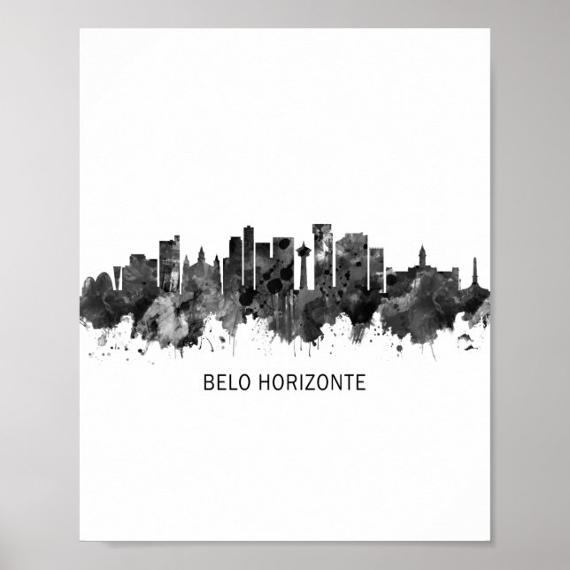 Belo Horizonte Brasilien Skyline BW Poster (Framsidan)