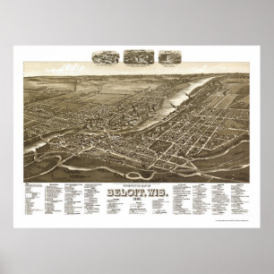 Beloit panorama- karta för WI - 1890 Poster