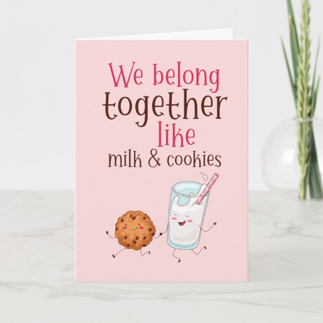 Belong Together Mjölk Cookies Funny Valentindagen Helgkort (Framsida)