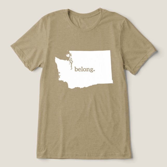 Belong Washington State Karta, PNW T Shirt (Design Framsida)