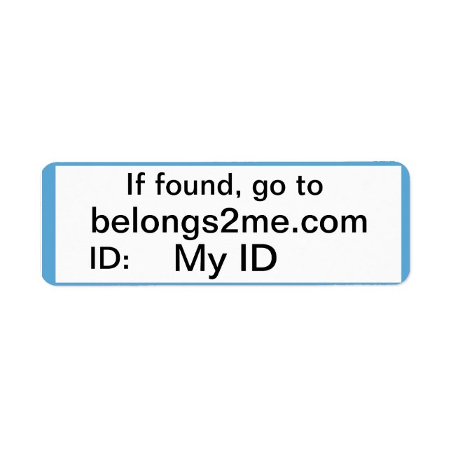 belongs2me.com etiketter returadress etikett (Framsidan)