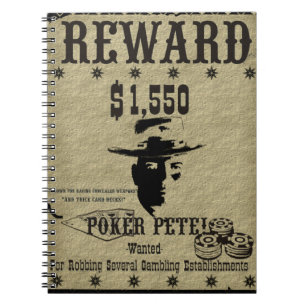 Belöningaffischpoker Pete Anteckningsbok Med Spiral