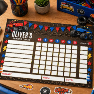 Belöningsschema Monster Truck Personligt Schema Anteckningsblock