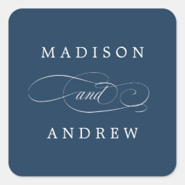 Beloved | Bröllopstickare för Personlig Fyrkantigt Klistermärke