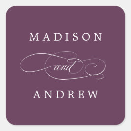 Beloved | Bröllopstickare för Personlig Fyrkantigt Klistermärke