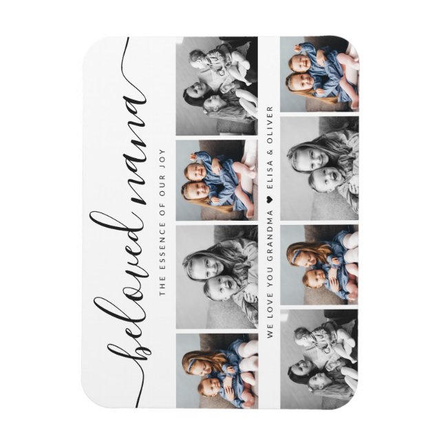 Beloved Nana Grandma Anpassningsbar Family Photo K Magnet (Vertikal)
