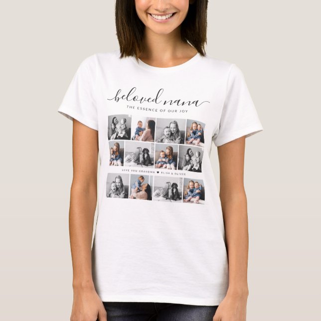 Beloved Nana Grandma Anpassningsbar Family Photo K T Shirt (Framsida)
