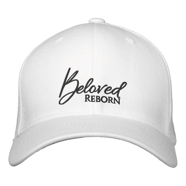 Beloved Reborn White Script Hat Broderad Keps (Framsida)
