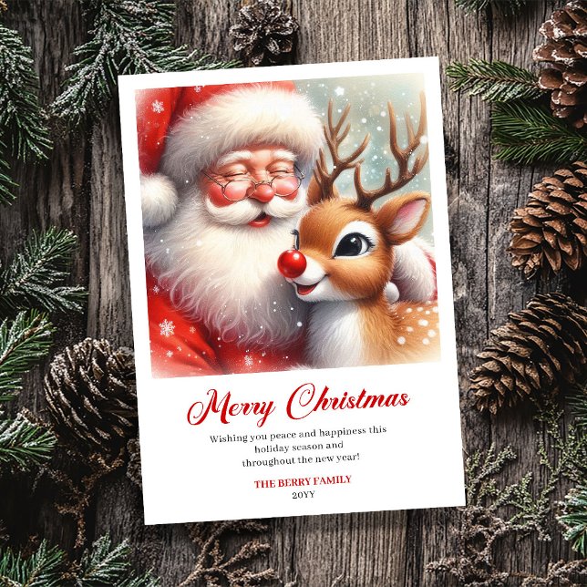 Beloved Santa And Rudolph Classic Christmas Card Julkort (Beloved Santa And Rudolph Classic Christmas Greeting)