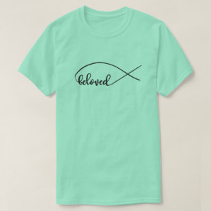 Beloved script, Jesus fish, anpassad design T Shirt