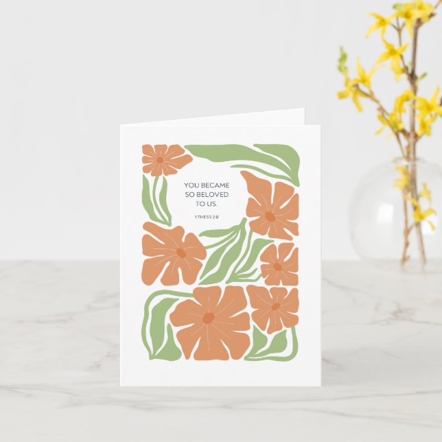 Beloved Tack Gratitude Farewell Bible Verse Kort (Gul blomma)