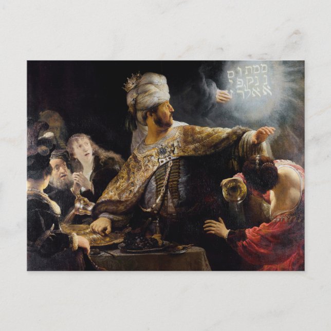 Belsassars gästabud av Rembrandt Vykort (Framsida)