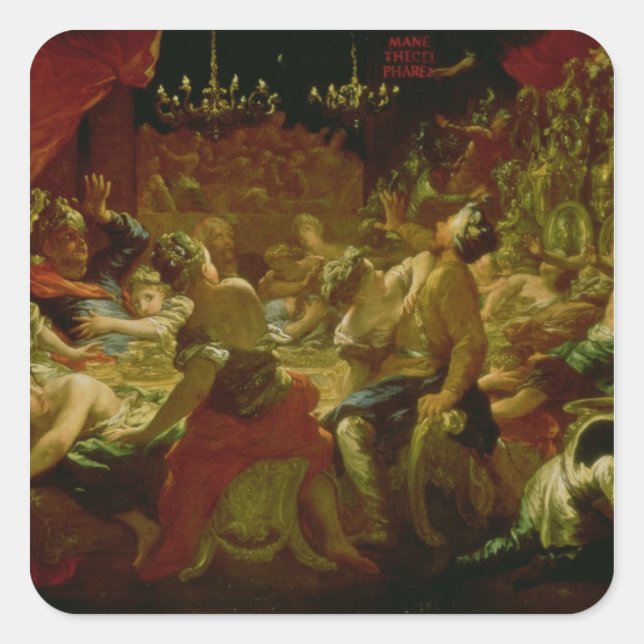 Belshazzars fest fyrkantigt klistermärke (Framsida)