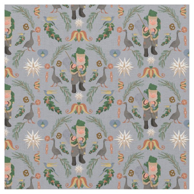 Belsnickel och Pennsylvania Julmotifs Tyg (Närbild)