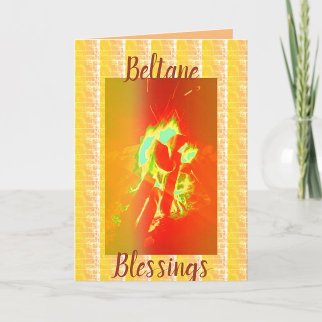 Beltane Blesses in Guld Greeting Card Kort (Framsida)