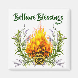 Beltane Blessings Blommigt Fire Wicca Magnet