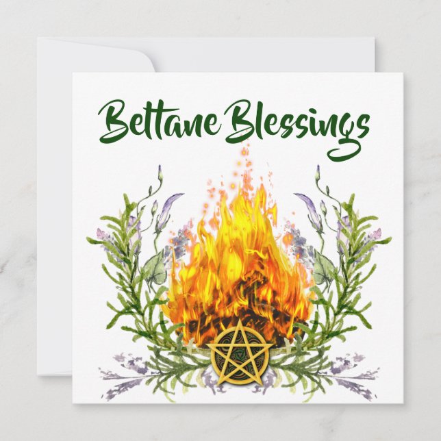 Beltane Blessings Blommigt Fire Wiccan Julkort (Framsida)