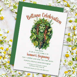 Beltane Celtic Greenman Forest God Sabbat Party Inbjudningar