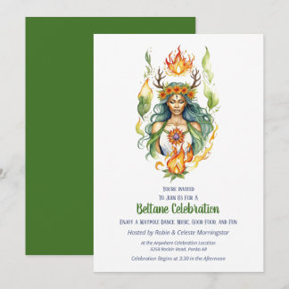 Beltane-eld Sommargudinna Blommig Sabbat-fest Inbjudningar