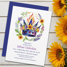 Beltane Eldkrona Sommar Blommig Sabbat Fest Inbjudningar