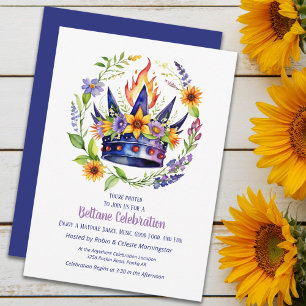 Beltane Eldkrona Sommar Blommig Sabbat Fest Inbjudningar